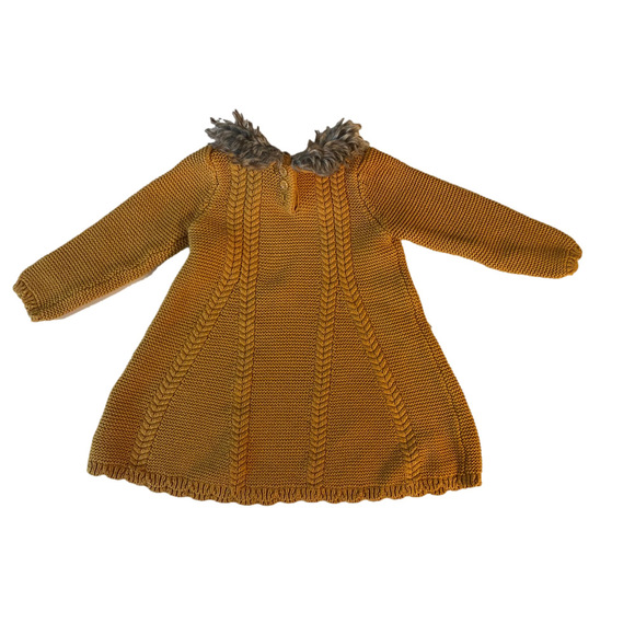 Girls knit Tahari Baby Dress, 24M, Mustard Yellow - Picture 2 of 6